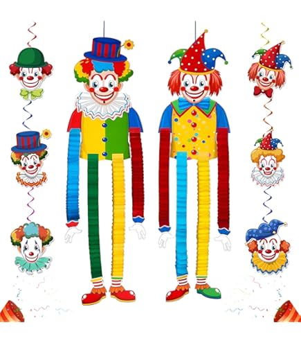 Dermalyx 6 stuks Clown Girlande Karneval Deko, Gekleurde Spiral Dermalyx 6 stuks Clown Girlande Karneval Deko, Gekleurde Spiral