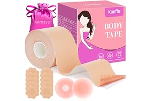 Korffe Remonte Sein Adhesif Boob Tape Soutien Gorge Invisible Adhesif 2 Cache Tetons Femme Invisible Auto-Adhesive 10 Autocollants mammaires jetables Body Tape pour Bonnet A-E Gros Seins