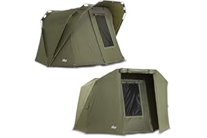 Carpa de pesca Lucx® Coon Bivvy + Winterskin para 1 a 2 personas + manta, tienda de campaña para 1 o 2 personas + cúpula envolvente para carpas + piel