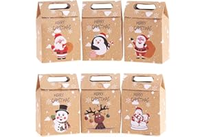 VEYLIN Lot de 24 boîtes cadeaux de Noël en papier kraft pour fournitures de décoration de Noël (6 styles assortis)