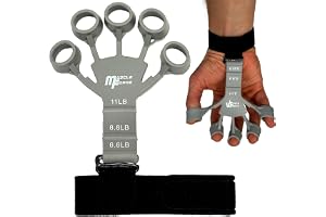 MuscleForge® Fingertränare, silikonfingertränare, förlängare för att stärka greppet, grepparen med 3 nivåer av justering 3,2