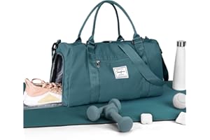 HYC00 Sport Duffel Bag Damen, Sporttasche mit Nassfach&Schuhfach Reise Übernachtungstasche Leichte wasserdichte Handgepäcktasche für Herren Wochenendtraining Schwimmen,Pfauenblau
