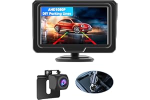 JANSITE AHD 1080P Rückfahrkamera mit Monitor Rückfahrkamera Auto DIY-Rückfahr Anleitung Keine Lochmontage IP68 Wasserdicht Super-Nachtsicht Einparkhilfe System 4.3'' LCD Rückansicht Bildschirm