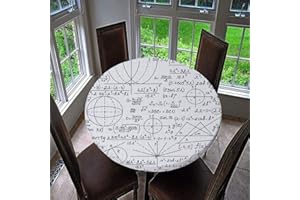 CHICKWIN-SHOP Chickwin Mantel Antimanchas Redondo, Mantel de Mesa Impermeable Diseño de Borde Elástico con Estampado 3D Creativo Mantel Redondo para Comedor, Cocina y Picnic (Fórmula Matemática,100cm)