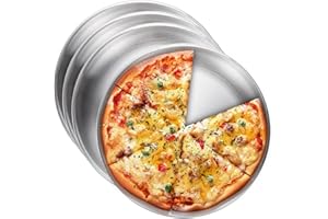 GOMETY Lot de 4 plaques à pizza rondes en acier inoxydable - 30 cm - Classique - Pour pizza - Passe au lave-vaisselle - Argent