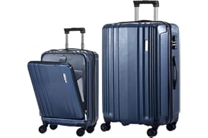 TYDECKARE Luggage Set 2 Piece 20/28, 20 Inch Carry-on with Front Laptop Pocket & Expandable 28 Inch Luggage, ABS+PC Lightweight Hardshell Suitcase with Spinner Wheels, TSA Lock, with YKK Zipper, Dark Blue
