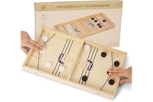 WOODENFUN Jouet en bois pour jeux de baby-foot, hockey, jeu de palet, jeu d'échiquier portable, jeux de bureau parents-enfants pour enfants et adultes