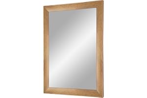 Duisburger-Rahmen24 Flex 35 - Specchio da Parete 35x40 cm con Cornice (Quercia Rustico), Specchio su Misura con Striscia di Legno MDF da 35 mm di Larghezza e Parete Posteriore Robusta con Ganci