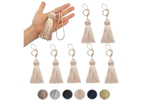 Fenghuangwu Set of 8 Elegant Polyester Tassel Colorful Craft Tassels Charms Key Tassel DIY Accessories (Beige)