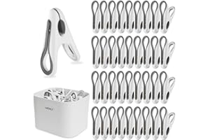 Mauepersu 36 Stück Bunt Wäscheklammern with Basket,Wäscheklammern stabil ohne Abdruck Soft Clips,rutschfeste Wäscheklammern ffür Wäscheleine oder Wäscheständer (Weiß)