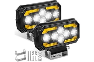 Lottsall Faro da lavoro a LED, 12 V, 60 V, 168 W, 18000 lumen, IP68, impermeabile, 5 pollici, per camion, escavatori, trattori, rimorchiatori, ATV, fuoristrada, motociclette (2 pezzi)