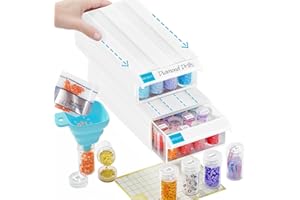 ARTDOT Diamond Painting Accesorios, 2 Cajas de Organizador Diamond Painting Apilables Total 64 Ranuras para Almacenamiento Pintura Diamante, Joyas, Semillas, Anillora