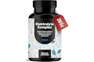 ‎BLOOM NATURALS BEAUTY SUPPLEMENTS Elektrolyte Komplex - 365 Kapseln - mit Chlorid, Kalium, Calcium, Magnesium & Natrium - 920mg pro Kapsel - vegan, produziert in Deutschland, Jahresvorrat
