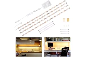 ‎WOBANE WOBANE 2m LED Unterbauleuchte,Unterschrank Beleuchtung küche mit Schalter,Heller 4 x 50cm Warmweiß küchenunterbauleuchte,12V lichtleiste für TV,Regale,Schrank,Vitrinen,Schreibtisch,1200 Lumen,2700K
