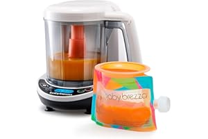 Baby Brezza Food Maker Deluxe – Dampfgarer & Mixer für Babynahrung – 3-in-1 (Dampfen, Pürieren, Kombi) – 800ml – BPA-frei – Inkl. Beutel & Trichter – Babykostzubereiter mit LCD-Display