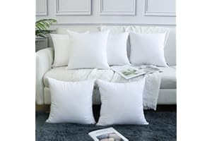 Coddsmz 6 Pack Decorative 100% Cotton Pillow Covers Square Cushion Cover Solid DIY Throw Pillowcase for Home Bed Sofa Halloween Christmas,Pure White,6 Pack-16" x 16"/40x40cm