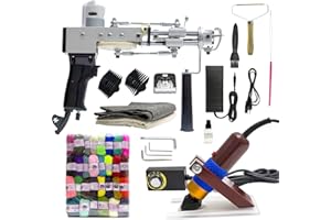 JAOGAUS Pistolet à touffeter pour tapis avec kit de tondeuse à tapis, pistolet électrique à tufter, kit de tuftage, kit de tuftage, pistolet à tapis 2 en 1 pour couper et boucler, machine à tricoter à la main