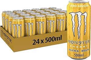 Monster Energy Ultra Gold Bebida Energética Sin Azúcar Sabor Piña Lata de 500ml - Pack de 24