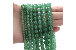 Only faith Perles rondes de pierres pour fabrication de bracelets, bijoux fantaisie avec trou, brins pierres précieuses pour colliers bandes lâches (8 mm (94 pièces), Aventurine verte)