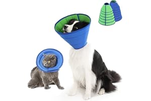 HanryDong Dog Breathable Mesh Recovery Elizabethan Collar, Cat Soft Comfy Adjustable E-Collar, Double Side Blue Green Quicker Healing Pet Cone, Soft Edges,Anti-Bite/Lick for Cat, Dog, Rabbit.