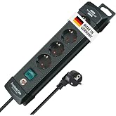 Brennenstuhl Premium-Line Power Strip with 4 Outlets (1.8 m Cable with Switch, 45&deg; Angle of Protective Contact Sockets, Made