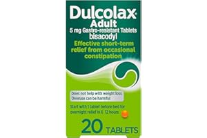 Dulcolax Adult - Constipation Relief Laxative 5mg Bisacodyl Gastro Resistant Tablets Tablets, 20 Count