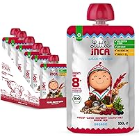 Little Inca The Happy Orange (6x100g) | Organic Quinoa Plant-based Baby Food Recyclable Pouches For Gut Health & Cognitive Support | With Pumpkin, Apricot & Plum | Dairy-Free | 6 Months