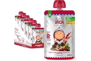 Little Inca Organic Baby Food Pouches Quinoa Porridge (6x100g) | Quinoa-based Dairy-Free Baby Pouches | 8 Months+ | Recyclable Plant-Based Veg & Fruit Pouches | Supports Gut/Cognitive Health