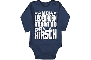 Shirtracer - Baby Body langarm Mädchen Junge - Kompatibel mit Oktoberfest Outfit - Mei Lederhosn trogt no da Hirsch - weiß