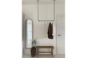 Homemetall Kleiderstange, Garderobenhalter | Decken-Kleiderstange für die Montage an der Decke | Für Flur, Garderobe, Schlafzimmer, Küche in verschiedenen Größen (B:80 x H:80) Schwarz