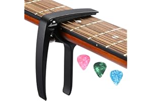 Asmuse Capodastre Guitare 3Pcs Unique Utilisation à Une Main Changement Rapide en Alliage d'aluminium Noir Capos pour Ukulélé Guitare Acoustique Electrique Basse