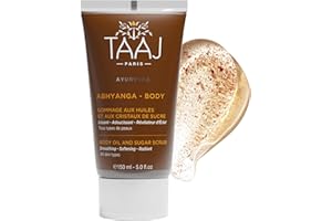 TAAJ | Gommage aux Huiles & aux Cristaux de Sucre - ABHYANGA | Nettoyage & Gommage | Exfoliation Douce | Lissant, Adoucissant, Révélateur d’Éclat | Peau plus Lisse, Douce & Soyeuse | 150 ml