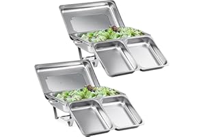 Wilprep Chafing Dish Edelstahl Buffet-Set Warmhaltebehälter Speisenwärmer Wärmebehälter Rechaud für Catering, Buffet und Party (2 Set 2x1+4x1/2 GN-Behälter)