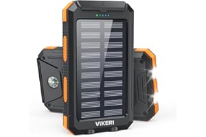 Vikeri Solar Powerbank 26800mAh, Powerbank Solar Wasserdichtes USB C Externer Akku mit 4 Outputs, Power Bank für Smartphones, Tablets und mehr (Gelb)