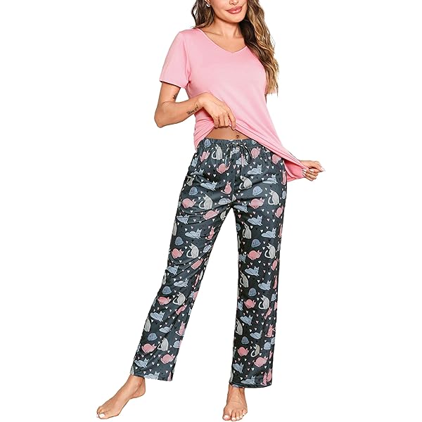 Litherday Dames pyjama set zachte lange mouw katoenen Litherday Dames pyjama set zachte lange mouw katoenen