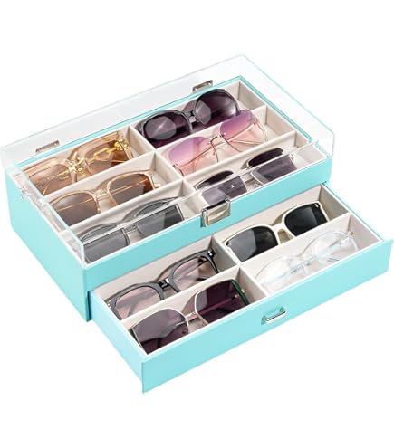 Custodia Rigida Per Occhiali E Gioielli Lifewit | Doppio Strato Con Serratura | Vetro Trasparente | Ideale Per Uomo - Foto 10