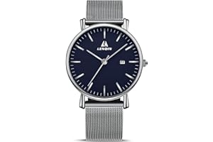 LN LENQIN Uhren Herren Edelstahl Herren Uhr 30M wasserdichte Analoge Quarz Uhren Herren Armbanduhren mit Datum Mode Freizeit Uhren für Männer