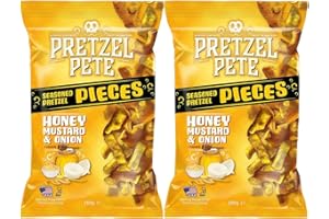 GIFTOLUXE Pretzel Pete Honey Mustard & Onion Seasoned Pretzel Pieces 160g x 2 | Sweet Tangy & Salty Crunch Snack | American Snacks