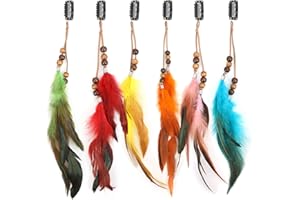 MWOOT 6 Pièces Pinces à Cheveux Plumes, Extensions de Cheveux Bohème & Indien, Boho Hippie Plume Festival Chapeaux Cosplay Accessoires Coiffure, Plume Accessoires Cheveux - Style de Perle