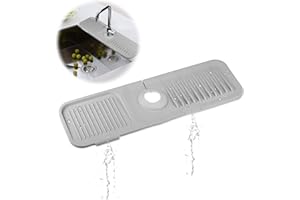 SDHIIOLP Tapete de silicona para grifo, bandeja de recogida de goteo para mango de grifo, protector de salpicaduras de fregadero de drenaje rápido, almohadilla de drenaje de platos, soporte de esponja para