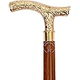 Samara Nautical Walking Stick - Men Derby Canes and Wooden Walking Stick for Men and Women - 37" Brown Ebony Brass T Shape Handle in Golden Tone Natural Wood Unisex Cane