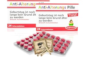 ERFURTH FUN Anti Alterungspille Scherztabletten Schokolinsen 2 x 22g mit John Silver® Orakelsprüchen
