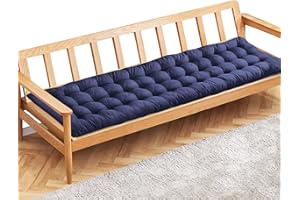 PLULON Blue Garden Bench Cushion, 2/3 Seater Porch Swing Chair Cushion Bench Seat Pad Mat Furniture Pad for Patio Lawn Lounger Bench 120x48cm