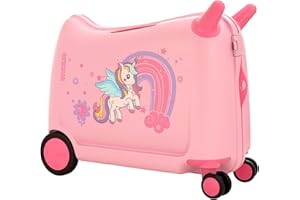 American Tourister Cabin SKIDDLE SP 39.5 cm Small Polypropylene (PP) Hard 4 Wheels Spinner Kid Luggage/Suitcase/Trolley Bag for Travel (Light Pink Unicorn)
