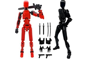HNIEHEDT Figura T13, Titani 3D, Figura d'azione Titan 13, Figura d'azione T13, Robot mobile multi-snodato con manichino stampato in 3D - Azione Lucky 13 (black+red)