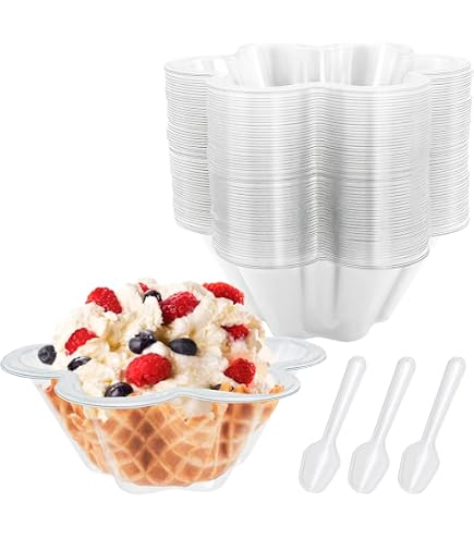Lot 80 Verres à Dessert Plastique Rigide 210 Ml + Cuillères – Idéal Buffet, Pudding, Yaourt, Glace