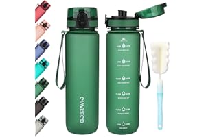 Gobravio Water Bottle 1l, Drinking Bottle BPA Free, Sports Bottle Leakproof Dishwasher Safe Water Bottle for Teenager, Adult, Sports, Hiking, Gym, Outdoor, School & Office
