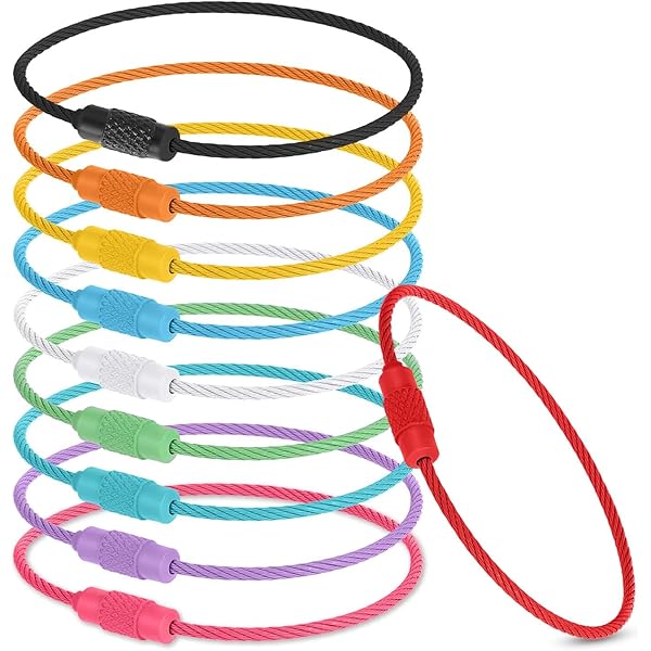 63 stuks sleutelhanger draadkabel sleutelringen, gekleurde