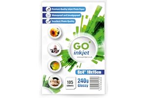 Go Inkjet Photo Paper 6x4 inch 10x15 cm Glossy 100 Sheets, 240 GSM for HP Canon Epson Inkjet Printers to Print Photographs
