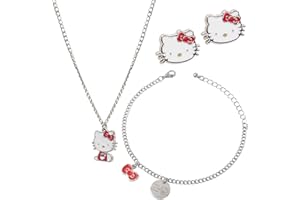 Hello Kitty Conjunto de Joyas para Niñas y Adolescentes – Colgante, Pulsera y Juego de Pendientes